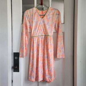 Peggy Barker 70s Vintage Flower Print Fit and Flare Dress
